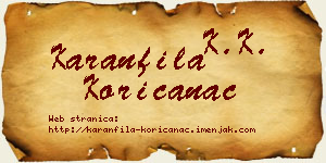 Karanfila Korićanac vizit kartica